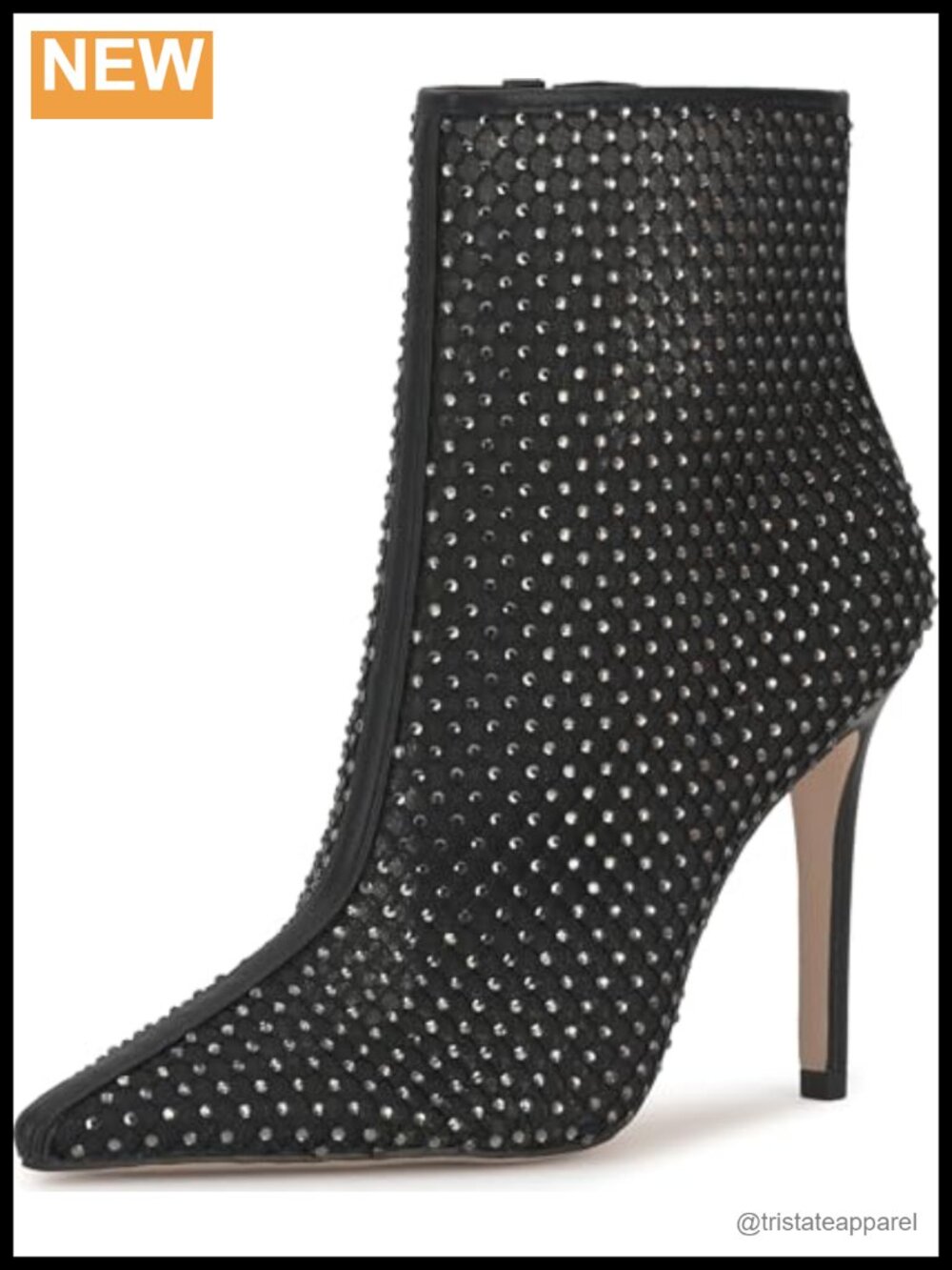 Stiletto Heel Pointed Toe Embellished Ankle Bootie